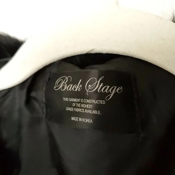 Back Stage Wool Coat Womens Size Small Black Faux Fur Made in Korea Snap Button - Picture 4 of 12
